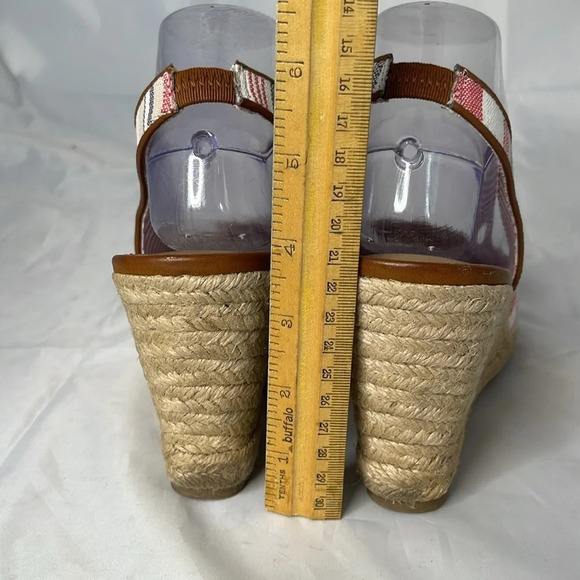 G.H. BASS & CO Kim Stripe Wedge Espadrille  Slingback Linen Coastal Beachy 9 - Picture 14 of 16